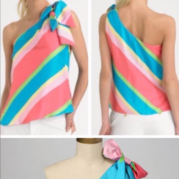 Lilly Pulitzer Roe One Shoulder Striped Top - Picture 2 of 8